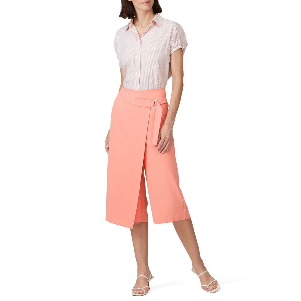 Amanda Uprichard Wrap Front Trousers Women's‎ Medium Salmon Pink Cropped RTR